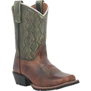 NEW DAN POST. kids teddy cowboy boot in rust/green